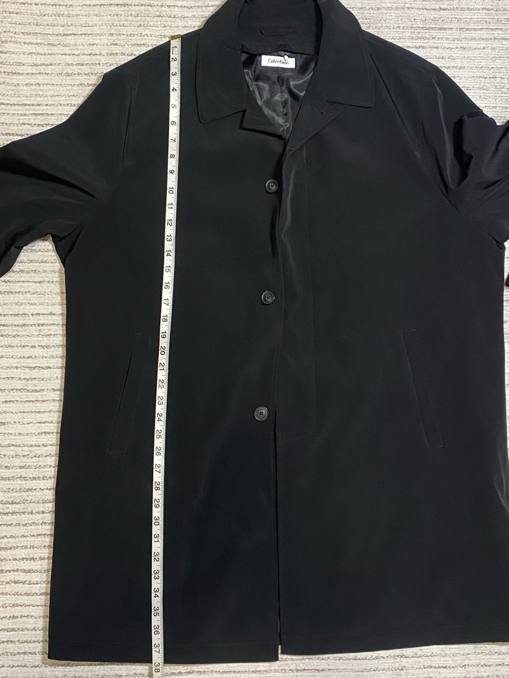 Calvin Klein Black Trench Coat Size 48R Men’s - Picture 5 of 6